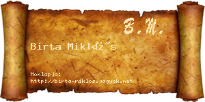 Birta Miklós névjegykártya